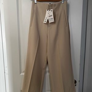 Zara Cream High-Waisted Trousers